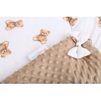 Oboustranná zavinovačka pro miminka 80x80 cm BABYMAM PREMIUM - Medvídek Teddy s béžovou minky