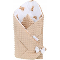 Oboustranná zavinovačka pro miminka 80x80 cm BABYMAM PREMIUM - Medvídek Teddy s béžovou minky