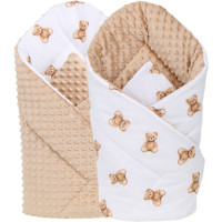 Oboustranná zavinovačka pro miminka 80x80 cm BABYMAM PREMIUM - Medvídek Teddy s béžovou minky