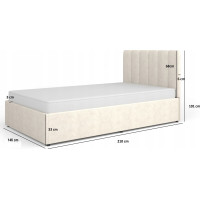 Postel MOSSA MO12 s úložným prostorem - 200x140 cm - krémová