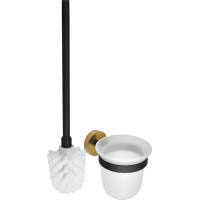 Sapho LARISSA WC štětka závěsná, mléčné sklo, černá/zlato mat WS008BG