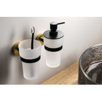 Sapho LARISSA dávkovač mýdla 250ml, mléčné sklo, černá/zlato mat WS019BG
