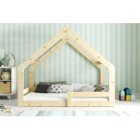 Dětská domečková Montessori postel AGÁTA 160x80 cm - přírodní borovice