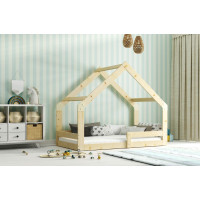Dětská domečková Montessori postel AGÁTA 160x80 cm - přírodní borovice