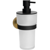 Sapho LARISSA dávkovač mýdla 250ml, mléčné sklo, černá/zlato mat WS019BG