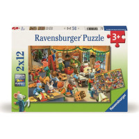RAVENSBURGER Puzzle Vánoční kouzlo v továrně na hračky 2x12 dílků