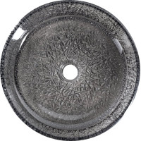 Sapho ERSEL skleněné gravírované umyvadlo na desku Ø 39, 5cm, černá TY323B