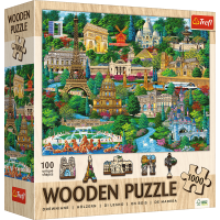 TREFL Dřevěné puzzle Slavná francouzská místa 1000 dílků