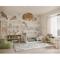 Dětská domečková Montessori postel z masivu borovice MIKI - 160x80 cm - bílá