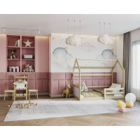 Dětská domečková Montessori postel z masivu borovice MIKI - 160x80 cm - přírodní borovice