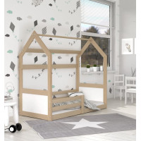 Dětská domečková Montessori postel z masivu borovice MIKI - 160x80 cm - přírodní borovice