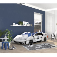 Dětská postel auto BRADLEY 180x90 cm - bílá (11)