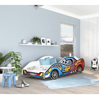 Dětská postel auto DYLAN 180x90 cm - modrá (4)