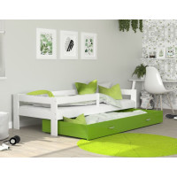 Dětská postel se šuplíkem HUGO V - 160x80 cm - zeleno-bílá