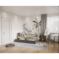 Dětská postel se šuplíkem MAX S - 200x90 cm - šedá/borovice - vláček