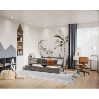 Dětská postel se šuplíkem MAX S - 200x90 cm - šedá - vláček