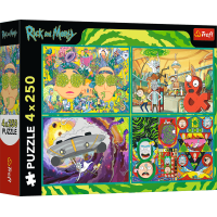 TREFL Puzzle Zvrácený svět Ricka a Mortyho 4x250 dílků