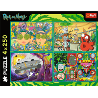 TREFL Puzzle Zvrácený svět Ricka a Mortyho 4x250 dílků