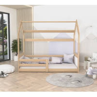 Dětská domečková Montessori postel z masivu borovice MIKI - 190x80 cm - přírodní borovice