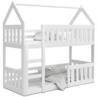 Dětská patrová domečková postel z masivu borovice MINI s Montessori lůžkem - 190x80 cm - bílá