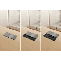 Solight vestavný blok zásuvek s posuvným krytem, 2 zásuvky, USB A+C 20W PD, 2m, stříbrný