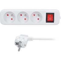 Solight prodlužovací přívod 5m, 3 zásuvky, vypínač, 16A/3680W, PVC, bílý