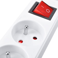 Solight prodlužovací přívod 5m, 4 zásuvky, vypínač, 16A/3680W, PVC, bílý