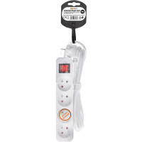 Solight prodlužovací přívod 5m, 4 zásuvky, vypínač, 16A/3680W, PVC, bílý