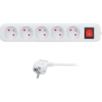 Solight prodlužovací přívod 5m, 5 zásuvek, vypínač, 16A/3680W, PVC, bílý