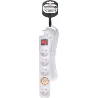 Solight prodlužovací přívod 5m, 5 zásuvek, vypínač, 16A/3680W, PVC, bílý