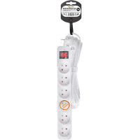 Solight prodlužovací přívod 5m, 6 zásuvek, vypínač, 16A/3680W, PVC, bílý