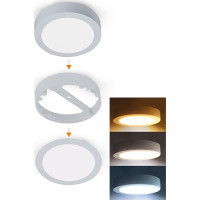 Solight LED mini panel koupelnový 2v1, 3CCT, podhledový/přisazený, 12W, 1020lm, IP54, stříbrná, kulatý