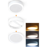 Solight LED mini panel koupelnový 2v1, 3CCT, podhledový/přisazený, 12W, 1020lm, IP54, bílá, kulatý