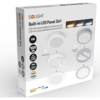 Solight LED mini panel koupelnový 2v1, 3CCT, podhledový/přisazený, 12W, 1020lm, IP54, bílá, kulatý