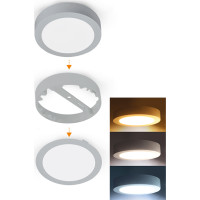 Solight LED mini panel koupelnový 2v1, 3CCT, podhledový/přisazený, 18W, 1530lm, IP54, stříbrná, kulatý