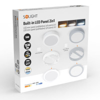 Solight LED mini panel koupelnový 2v1, 3CCT, podhledový/přisazený, 18W, 1530lm, IP54, stříbrná, kulatý