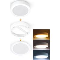 Solight LED mini panel koupelnový 2v1, 3CCT, podhledový/přisazený, 18W, 1530lm, IP54, bílá, kulatý