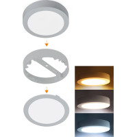 Solight LED mini panel koupelnový 2v1, 3CCT, podhledový/přisazený, 24W, 2040lm, IP54, stříbrná, kulatý