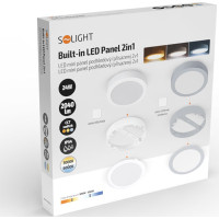 Solight LED mini panel koupelnový 2v1, 3CCT, podhledový/přisazený, 24W, 2040lm, IP54, stříbrná, kulatý
