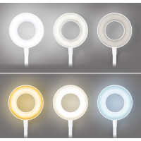 Solight LED stmívatelná stolní lampička s klipem bílá, 300lm, nastavitelná teplota světla, USB