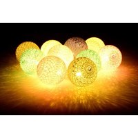 Bavlněné svítící kuličky LED 10 ks - bílé