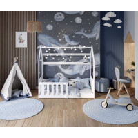 Dětská domečková Montessori postel z masivu borovice GOFFY - 190x80 cm - bílá