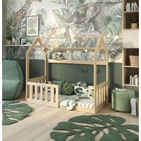 Dětská domečková Montessori postel z masivu borovice GOFFY - 190x80 cm - přírodní borovice
