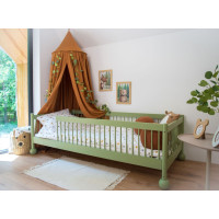 Dětská Montessori postel z masivu borovice STEVE - 200x90 cm - OLIVOVĚ ZELENÁ