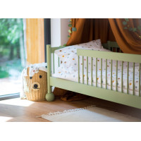 Dětská Montessori postel z masivu borovice STEVE - 180x80 cm - OLIVOVĚ ZELENÁ