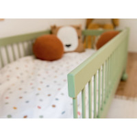 Dětská Montessori postel z masivu borovice STEVE - 180x80 cm - OLIVOVĚ ZELENÁ