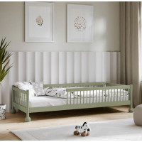 Dětská Montessori postel z masivu borovice STEVE - 180x80 cm - OLIVOVĚ ZELENÁ