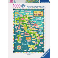 RAVENSBURGER Puzzle Mapa Itálie - Italská vinařská prohlídka 1000 dílků