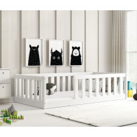 Dětská Montessori postel z masivu borovice BELLA 160x80 cm - bílá