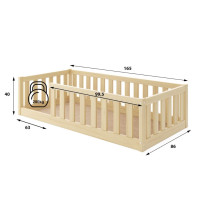 Dětská Montessori postel z masivu borovice BELLA 160x80 cm - bez povrchových úprav